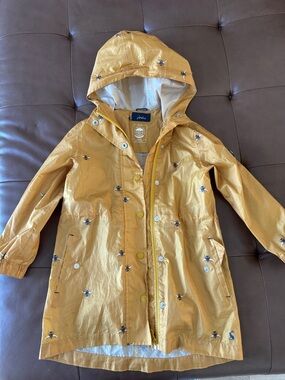Joules Mustard Yellow Hooded Kids Raincoat with Bee Motif